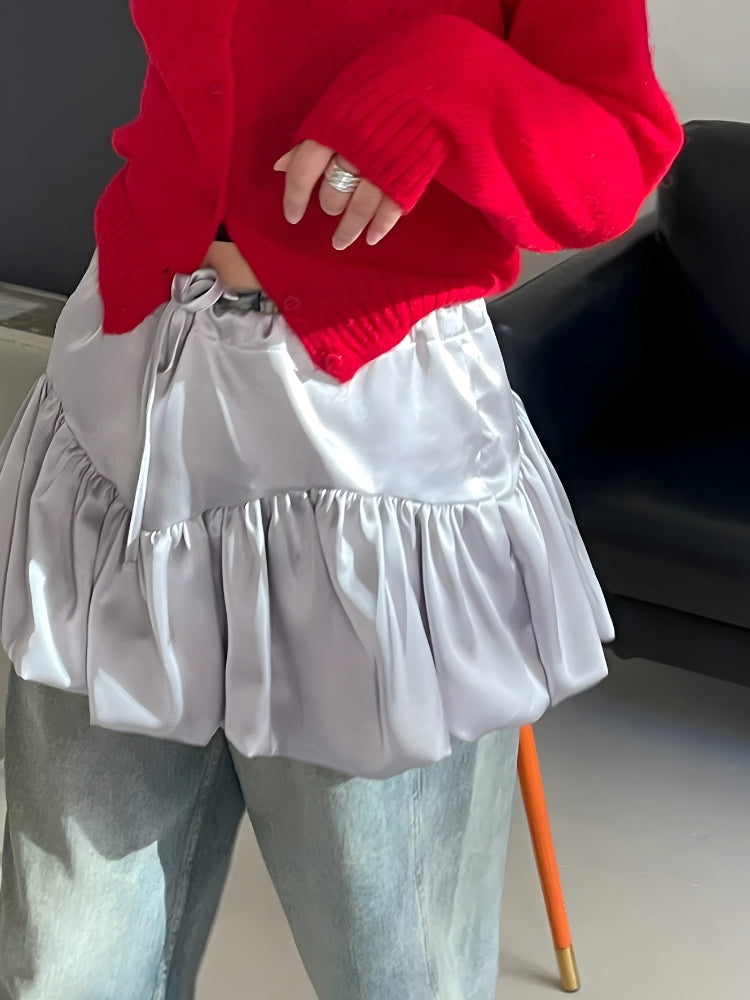 Quick Outfits, Modest Fashion Outfits Ideas Satin Bubble Mini Skirt Quick Outfits, Modest Fashion Outfits Ideas Satin Bubble Mini Skirt