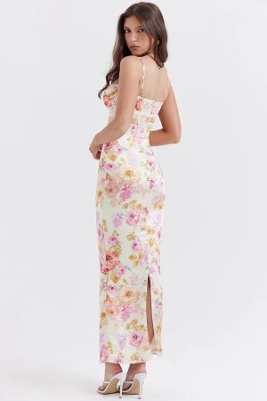 Quick Outfits, Modest Fashion Outfits Ideas Satin Floral Pencil Maxi Dress