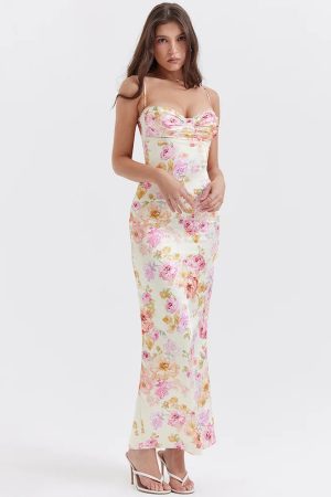 Quick Outfits, Modest Fashion Outfits Ideas Satin Floral Pencil Maxi Dress