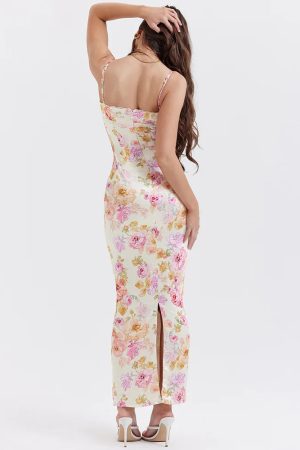 Quick Outfits, Modest Fashion Outfits Ideas Satin Floral Pencil Maxi Dress