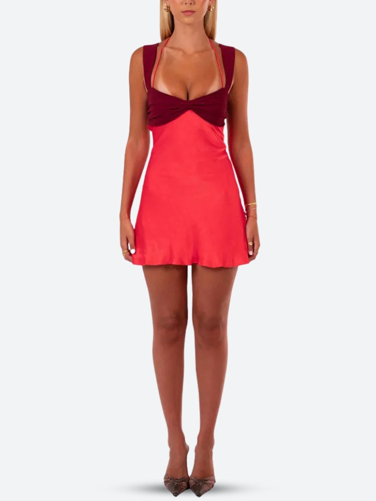 Quick Outfits, Modest Fashion Outfits Ideas Satin Lace Up Backless Mini Dress Quick Outfits, Modest Fashion Outfits Ideas Satin Lace Up Backless Mini Dress