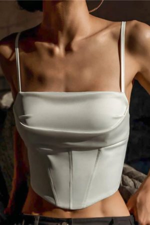 Quick Outfits, Modest Fashion Outfits Ideas Satin Lace Up Corset Top