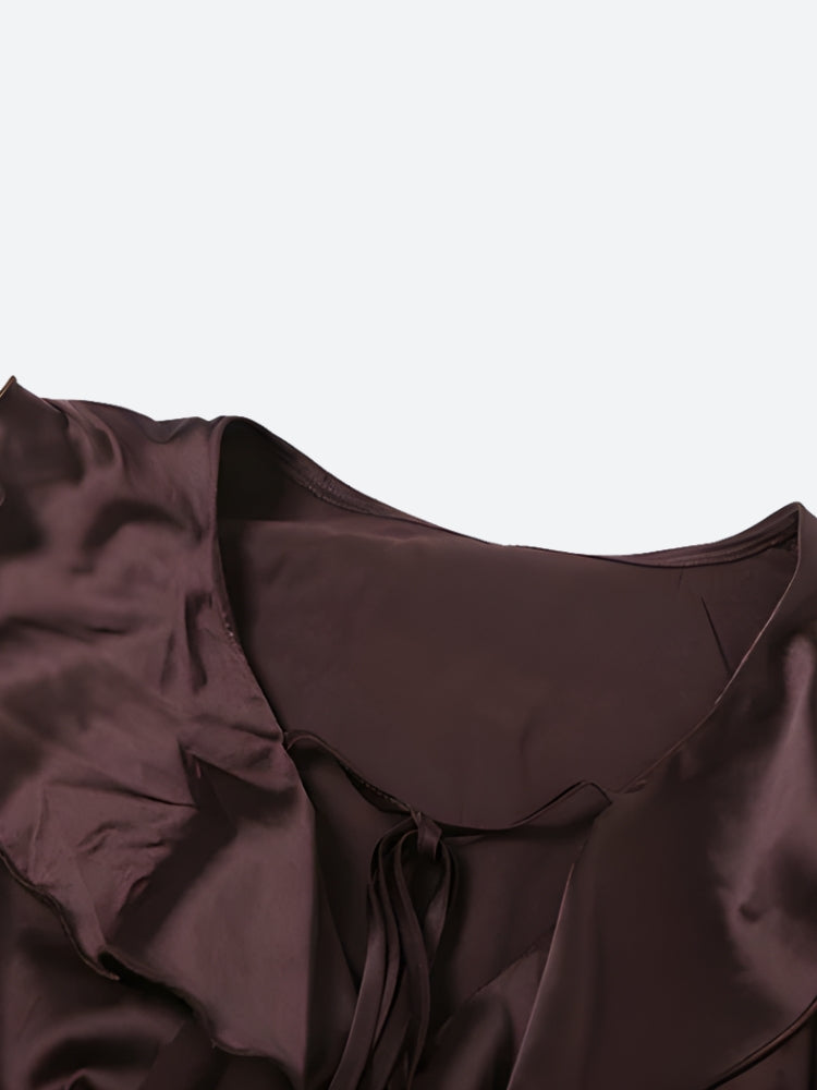 Quick Outfits, Modest Fashion Outfits Ideas Satin Ruffled Mini Dress Quick Outfits, Modest Fashion Outfits Ideas Satin Ruffled Mini Dress