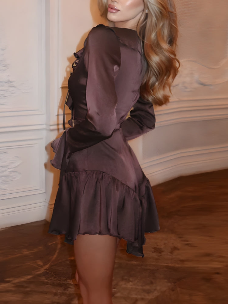 Quick Outfits, Modest Fashion Outfits Ideas Satin Ruffled Mini Dress Quick Outfits, Modest Fashion Outfits Ideas Satin Ruffled Mini Dress