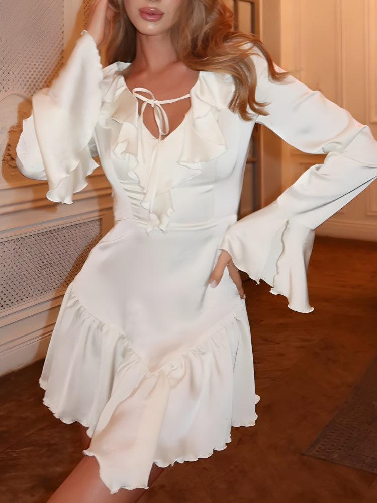 Quick Outfits, Modest Fashion Outfits Ideas Satin Ruffled Mini Dress Quick Outfits, Modest Fashion Outfits Ideas Satin Ruffled Mini Dress