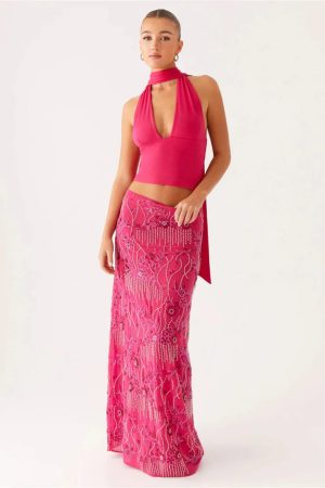 Quick Outfits, Modest Fashion Outfits Ideas Sequin Embellished Maxi Skirt