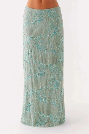 Quick Outfits, Modest Fashion Outfits Ideas Sequin Embellished Maxi Skirt