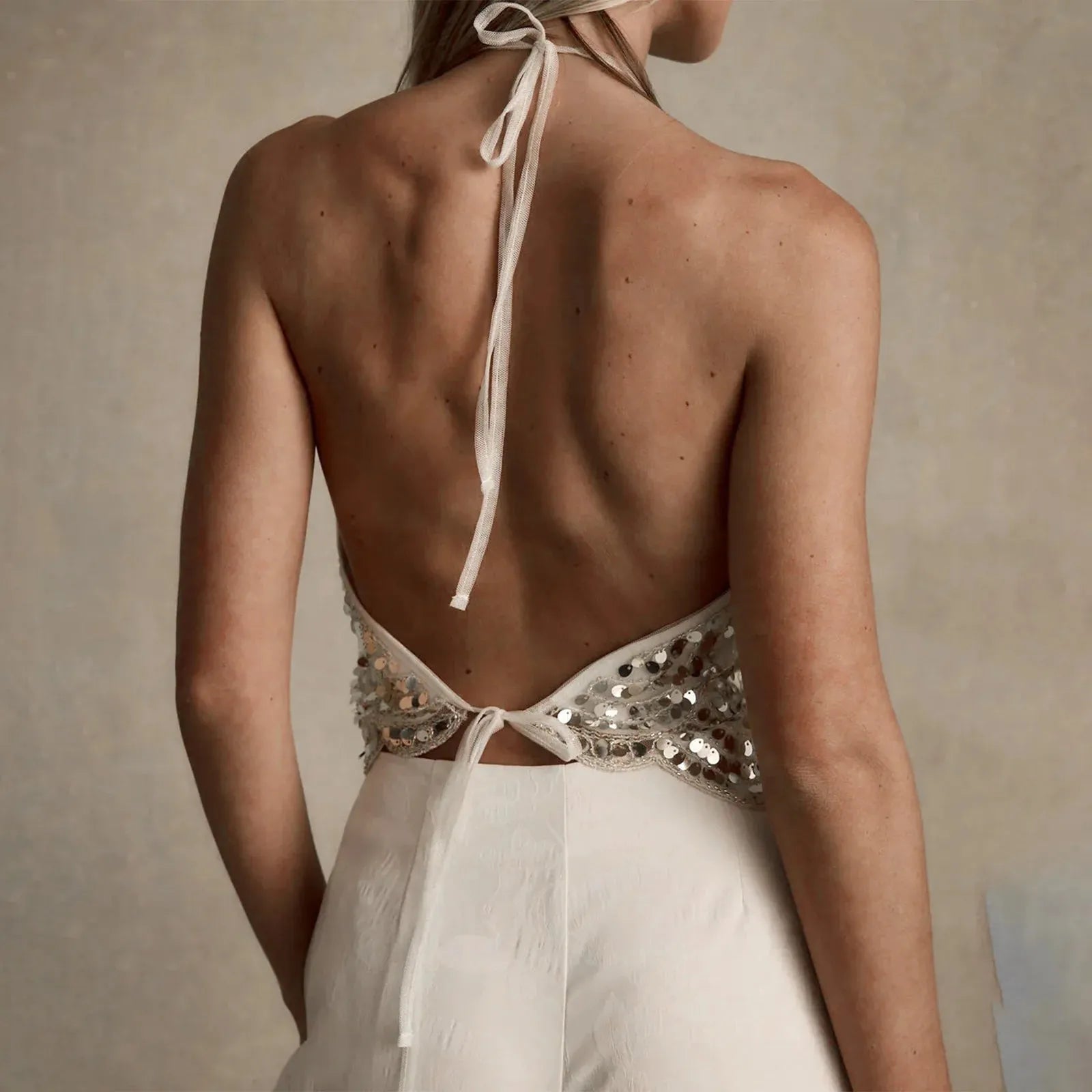 Quick Outfits, Modest Fashion Outfits Ideas Sequined Backless Halter Top Quick Outfits, Modest Fashion Outfits Ideas Sequined Backless Halter Top