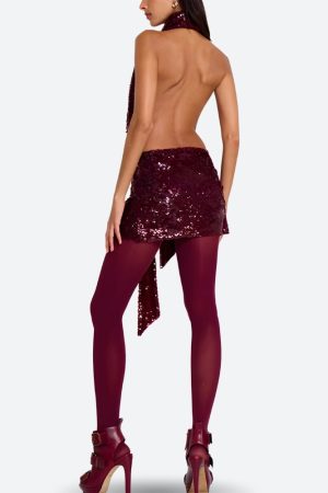 Quick Outfits, Modest Fashion Outfits Ideas Sequined Backless Mini Dress