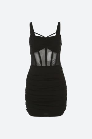 Quick Outfits, Modest Fashion Outfits Ideas Sheer Bodice Mini Dress