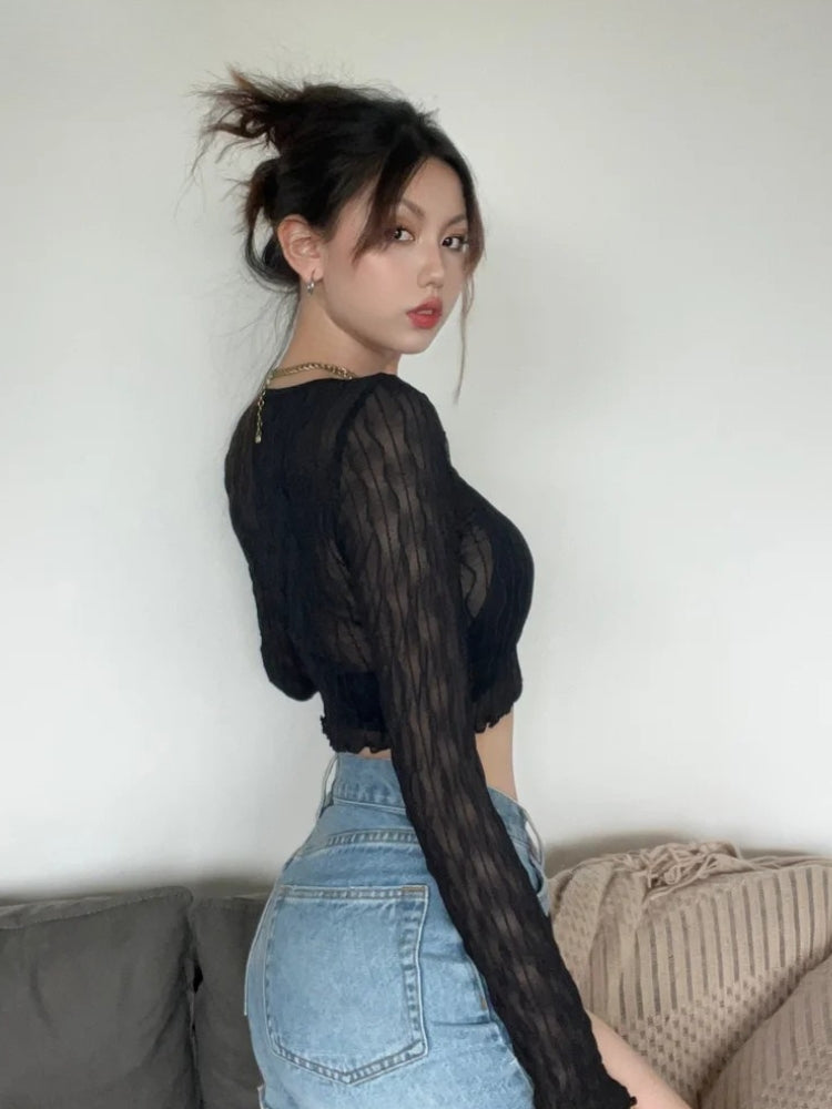 Quick Outfits, Modest Fashion Outfits Ideas Sheer Crop Top Quick Outfits, Modest Fashion Outfits Ideas Sheer Crop Top