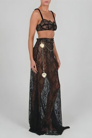 Quick Outfits, Modest Fashion Outfits Ideas Sheer Lace Two Pieces Set