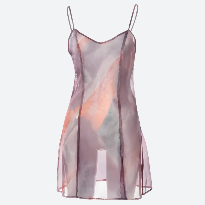 Quick Outfits, Modest Fashion Outfits Ideas Sheer Mesh Slit Mini Dress Quick Outfits, Modest Fashion Outfits Ideas Sheer Mesh Slit Mini Dress