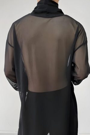 Quick Outfits, Modest Fashion Outfits Ideas Sheer Mesh Turtle Neck Top