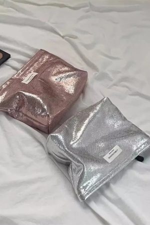 Quick Outfits, Modest Fashion Outfits Ideas Shiny Metallic Makeup Bag