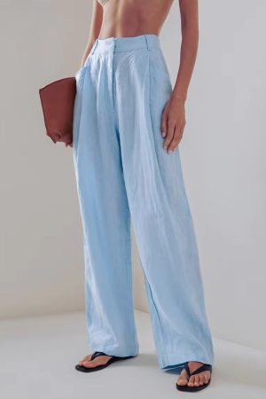 Quick Outfits, Modest Fashion Outfits Ideas Shirt & Pants Blue Two Piece Set