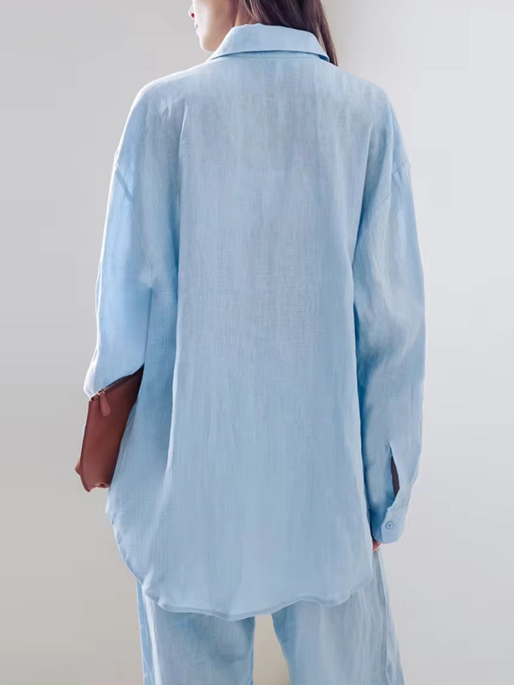 Quick Outfits, Modest Fashion Outfits Ideas Shirt & Pants Blue Two Piece Set Quick Outfits, Modest Fashion Outfits Ideas Shirt & Pants Blue Two Piece Set