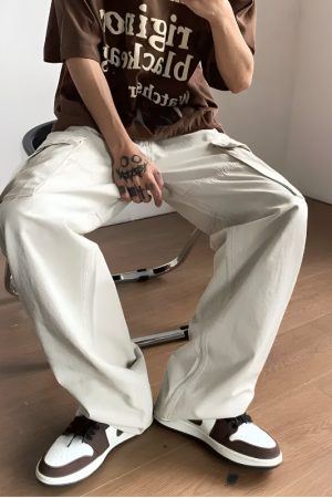 Quick Outfits, Modest Fashion Outfits Ideas Side Belt Detailed Baggy Cargo Pants