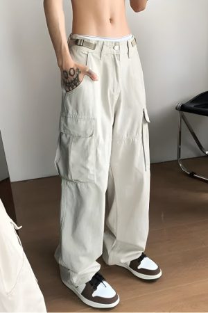 Quick Outfits, Modest Fashion Outfits Ideas Side Belt Detailed Baggy Cargo Pants