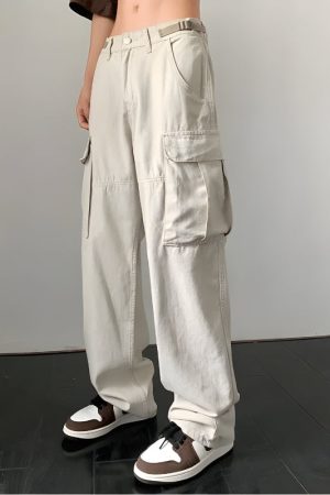 Quick Outfits, Modest Fashion Outfits Ideas Side Belt Detailed Baggy Cargo Pants