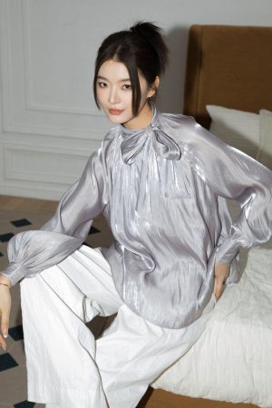 Quick Outfits, Modest Fashion Outfits Ideas Silk Neck Tie Top