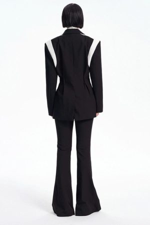 Quick Outfits, Modest Fashion Outfits Ideas Single Button Color Block Blazer