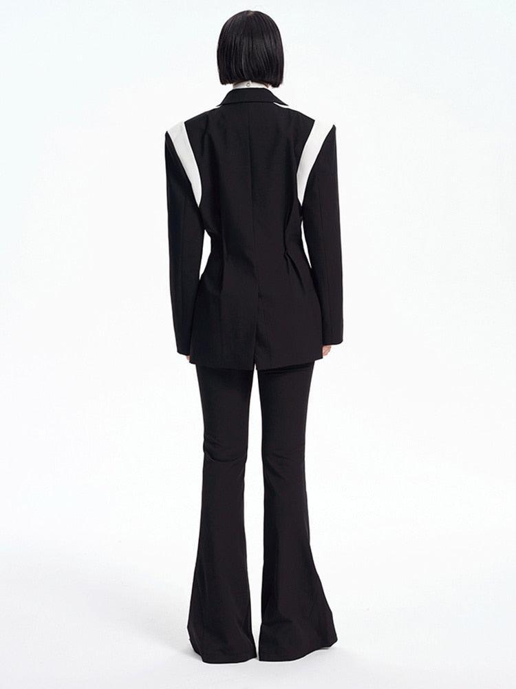 Quick Outfits, Modest Fashion Outfits Ideas Single Button Color Block Blazer Quick Outfits, Modest Fashion Outfits Ideas Single Button Color Block Blazer