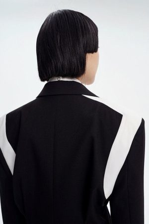 Quick Outfits, Modest Fashion Outfits Ideas Single Button Color Block Blazer