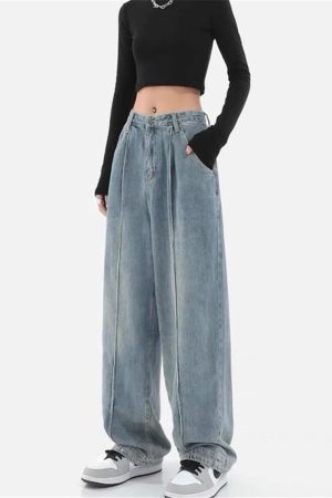 Quick Outfits, Modest Fashion Outfits Ideas Skater Pleated Baggy Jeans