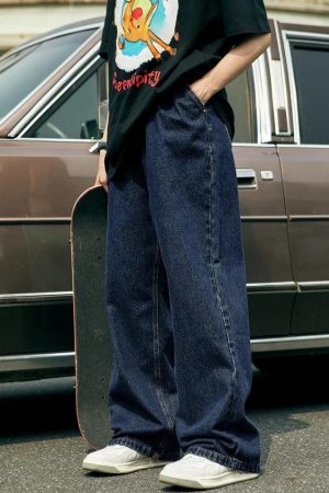 Quick Outfits, Modest Fashion Outfits Ideas Skater Wide Leg Denim Jeans