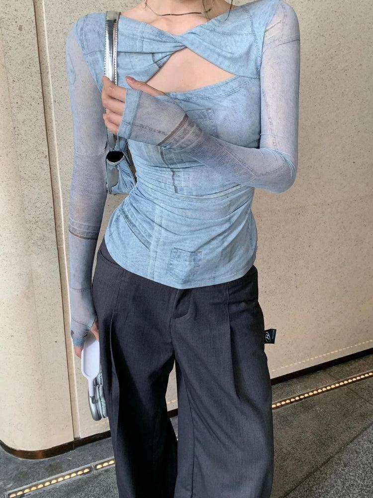 Quick Outfits, Modest Fashion Outfits Ideas Sky Cut Out Ruched Top Quick Outfits, Modest Fashion Outfits Ideas Sky Cut Out Ruched Top