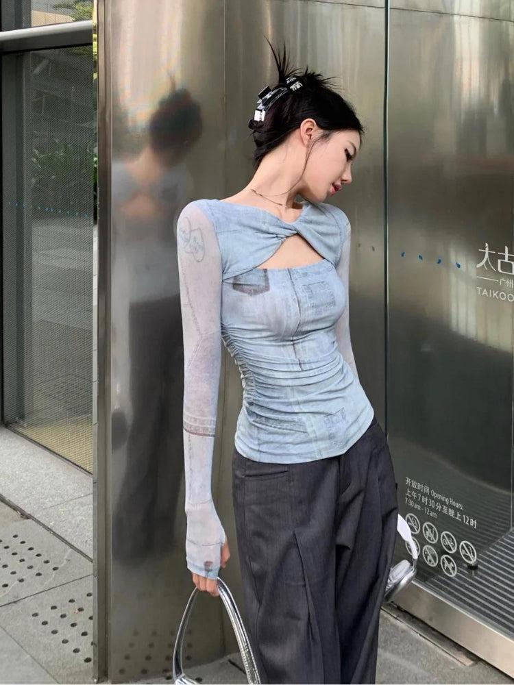 Quick Outfits, Modest Fashion Outfits Ideas Sky Cut Out Ruched Top Quick Outfits, Modest Fashion Outfits Ideas Sky Cut Out Ruched Top