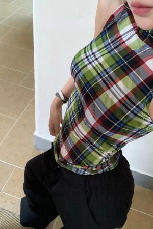 Quick Outfits, Modest Fashion Outfits Ideas Sleeveless Plaid Top