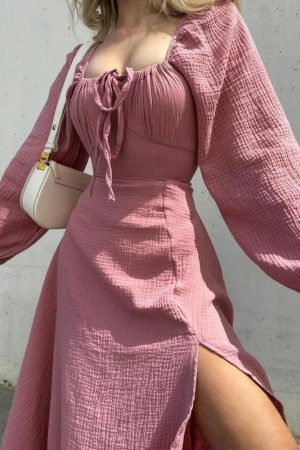 Quick Outfits, Modest Fashion Outfits Ideas Slit Midi Dress