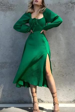 Quick Outfits, Modest Fashion Outfits Ideas Slit Midi Dress