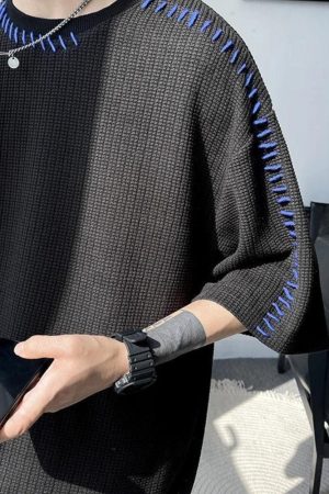 Quick Outfits, Modest Fashion Outfits Ideas Soft Boy Contrast Stitch Tee