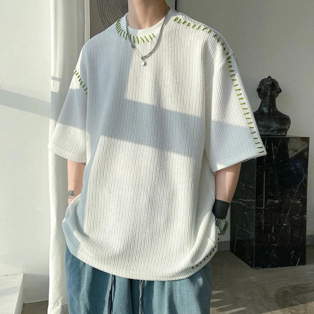 Quick Outfits, Modest Fashion Outfits Ideas Soft Boy Contrast Stitch Tee Quick Outfits, Modest Fashion Outfits Ideas Soft Boy Contrast Stitch Tee