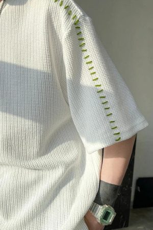 Quick Outfits, Modest Fashion Outfits Ideas Soft Boy Contrast Stitch Tee