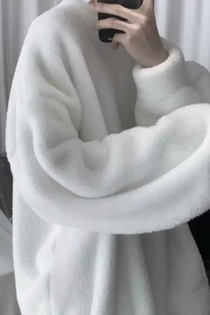 Quick Outfits, Modest Fashion Outfits Ideas Soft Boy Oversized Teddy Sweatshirt
