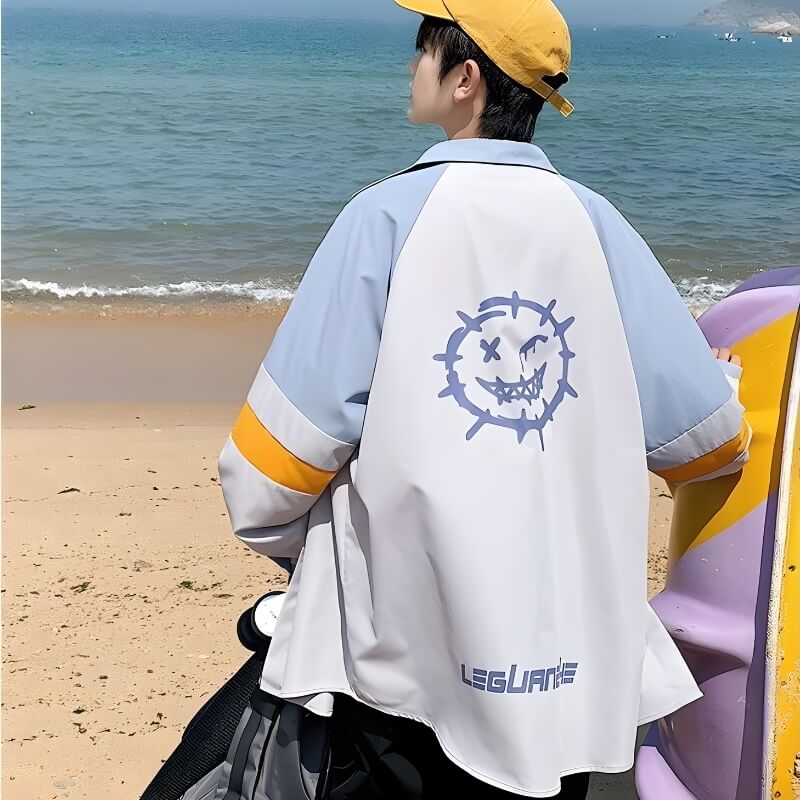 Quick Outfits, Modest Fashion Outfits Ideas Soft Boy Smiley Pastel Shirt Quick Outfits, Modest Fashion Outfits Ideas Soft Boy Smiley Pastel Shirt