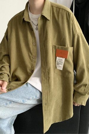 Quick Outfits, Modest Fashion Outfits Ideas Soft Corduroy Casual Shirt