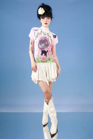 Quick Outfits, Modest Fashion Outfits Ideas Soft Girl Black Cat Top