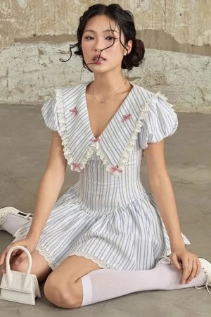 Quick Outfits, Modest Fashion Outfits Ideas Soft Girl Chelsea Collar Mini Dress