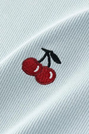 Quick Outfits, Modest Fashion Outfits Ideas Soft Girl Cherry Lettuce Edge Tee