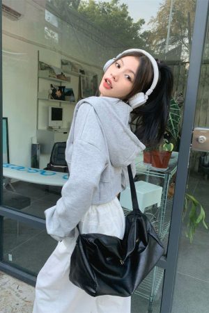 Quick Outfits, Modest Fashion Outfits Ideas Soft Girl Cropped Hoodie