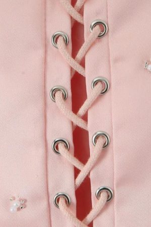 Quick Outfits, Modest Fashion Outfits Ideas Soft Girl Embroidered Beaded Corset Top