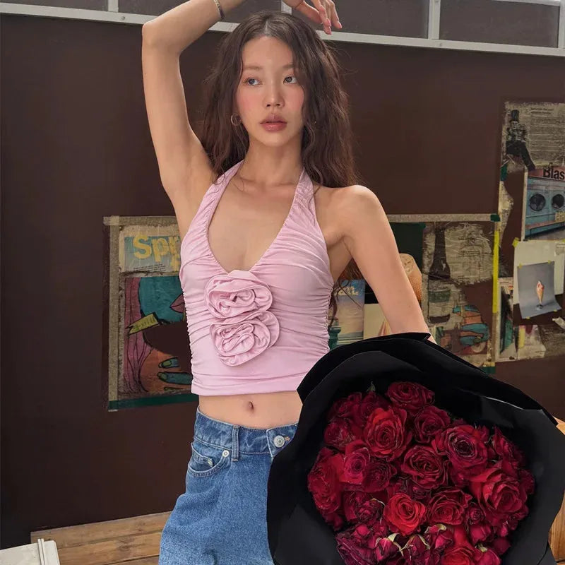 Quick Outfits, Modest Fashion Outfits Ideas Soft Girl Floral Halter Top Quick Outfits, Modest Fashion Outfits Ideas Soft Girl Floral Halter Top