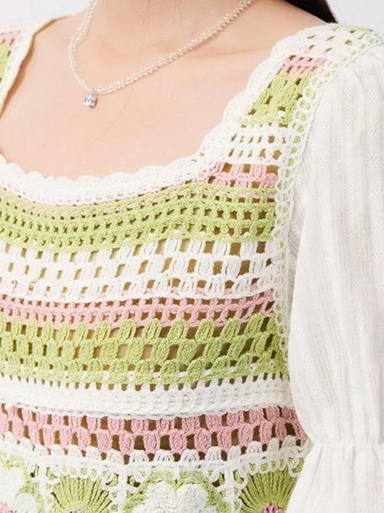 Quick Outfits, Modest Fashion Outfits Ideas Soft Girl Floral Hollow Out Knitted Top Quick Outfits, Modest Fashion Outfits Ideas Soft Girl Floral Hollow Out Knitted Top