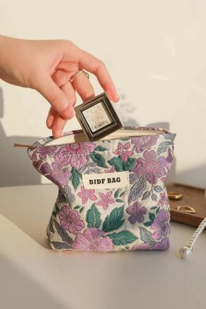 Quick Outfits, Modest Fashion Outfits Ideas Soft Girl Floral Mini Makeup Bag