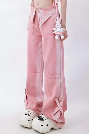 Quick Outfits, Modest Fashion Outfits Ideas Soft Girl Folded Waist Jeans